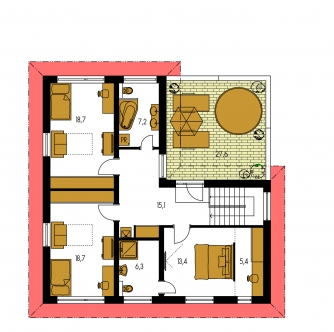 Image miroir | Plan de sol du premier étage - TENUITY 502